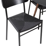 Kulatý stůl Plaza 100 cm - Černá deska - Ořechové nohy + Jídelní židle Polly 2-balení - Černá / Černá _4