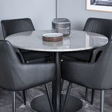 Razzia Jídelní stůl 106cm -Šedá Terazzo / Černá +Comfort - Jídelní židle 2-balení - černá/Černá _4