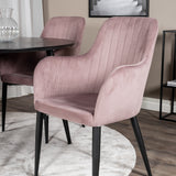 Jídelní stůl Dipp - 115 cm - Černá dýha / Celé černé nohy + Komfortní jídelní židle 2-balení - Černé nohy / Dusty Pink Cordutoy _4