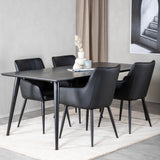 Dipp Jídelní stůl - 180*90cm - Černá dýha / celé černé nohy +Comfort - Jídelní židle 2-balení - černá/Černá _4