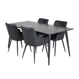 Dipp Jídelní stůl - 180*90cm - Černá dýha / celé černé nohy +Comfort - Jídelní židle 2-balení - černá/Černá _4