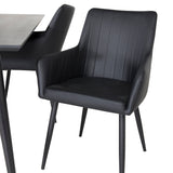 Dipp Jídelní stůl - 180*90cm - Černá dýha / celé černé nohy +Comfort - Jídelní židle 2-balení - černá/Černá _4