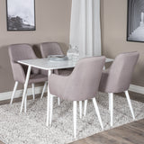 Polar Jídelní stůl 120 cm - Bílá Bílá +Komfortní židle 2-balení Polar šedá - Bílá Nohy _4