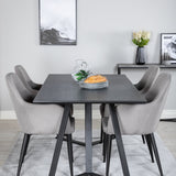 Jídelní stůl Marina - černá deska / černé nohy + křeslo Comfort 2-balení Polar šedá - černé nohy _4