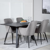 Jídelní stůl Marina - černá deska / černé nohy + křeslo Comfort 2-balení Polar šedá - černé nohy _4