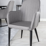 Jídelní stůl Marina - černá deska / černé nohy + křeslo Comfort 2-balení Polar šedá - černé nohy _4