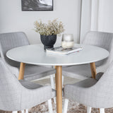 Plaza Runt Matbord - Ek-Look / Vit - ø100*H75 +Plaza Jídelní židle - Bílé nohy - Světle šedá látka _4