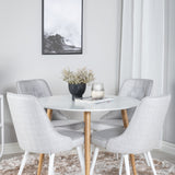 Plaza Runt Matbord - Ek-Look / Vit - ø100*H75 + Jídelní židle Velvet Deluxe - Bílé nohy - Světle šedá látka _4