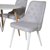 Plaza Runt Matbord - Ek-Look / Vit - ø100*H75 + Jídelní židle Velvet Deluxe - Bílé nohy - Světle šedá látka _4