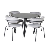 Plaza Runt Matbord - Svart / Svart - ø100*H75 +Křeslo Arrow - Black Legs - Grey Velvet _4
