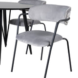Plaza Runt Matbord - Svart / Svart - ø100*H75 +Křeslo Arrow - Black Legs - Grey Velvet _4