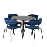 Plaza Runt Matbord - Svart / Svart - ø100*H75 +Křeslo Arrow - Black Legs - Blue Velvet _4