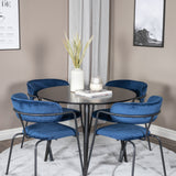 Plaza Runt Matbord - Svart / Svart - ø100*H75 +Křeslo Arrow - Black Legs - Blue Velvet _4