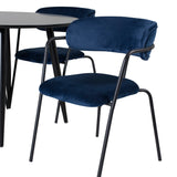 Plaza Runt Matbord - Svart / Svart - ø100*H75 +Křeslo Arrow - Black Legs - Blue Velvet _4