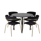 Plaza Runt Matbord - Svart / Svart - ø100*H75 +Křeslo Arrow - Mosazné nohy - Black Velvet _4