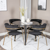 Plaza Runt Matbord - Svart / Svart - ø100*H75 +Křeslo Arrow - Mosazné nohy - Black Velvet _4