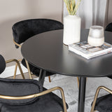 Plaza Runt Matbord - Svart / Svart - ø100*H75 +Křeslo Arrow - Mosazné nohy - Black Velvet _4