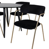 Plaza Runt Matbord - Svart / Svart - ø100*H75 +Křeslo Arrow - Mosazné nohy - Black Velvet _4