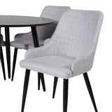 Plaza Runt Matbord - Svart / Svart - ø100*H75 +Plaza Jídelní židle - Černé nohy - Světle šedá látka _4