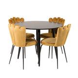 Plaza Runt Matbord - Svart / Svart - ø100*H75 + židle Limhamn - žlutá _4