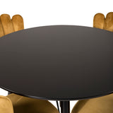 Plaza Runt Matbord - Svart / Svart - ø100*H75 + židle Limhamn - žlutá _4