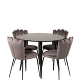 Plaza Runt Matbord - Svart / Svart - ø100*H75 + židle Limhamn - šedá _4