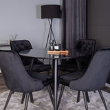 Plaza Runt Matbord - Svart / Svart - ø100*H75 +Jídelní židle Velvet Deluxe - Černé nohy / Černý samet _4