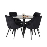 Plaza Runt Matbord - Svart / Svart - ø100*H75 +Jídelní židle Velvet Deluxe - Černé nohy / Černý samet _4
