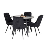 Plaza Runt Matbord - Svart / Svart - ø100*H75 +Jídelní židle Velvet Deluxe - Černé nohy / Černý samet _4