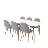 Polar Matbord - Ek-Look / Vit- 180*90*H75 +Polar Jídelní židle Dubové nohy / Šedá látka _6