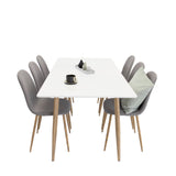 Polar Matbord - Ek-Look / Vit- 180*90*H75 +Polar Jídelní židle Dubové nohy / Šedá látka _6