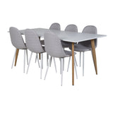 Polar Matbord - Ek-Look / Vit- 180*90*H75 +Jídelní židle Polar - Bílé nohy - Světle šedá látka _6