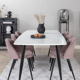 Polar Elips Matbord - Svart / Vit - 240*100*H75 +Velvet Jídelní židle Manšestr - Růžová / Černá _6