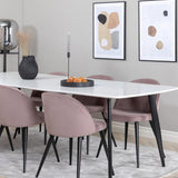 Polar Elips Matbord - Svart / Vit - 240*100*H75 +Velvet Jídelní židle Manšestr - Růžová / Černá _6