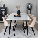 Polar Elips Matbord - Svart / Vit - 240*100*H75 +Velvet Jídelní židle - Béžová / Černá _6