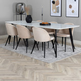 Polar Elips Matbord - Svart / Vit - 240*100*H75 +Velvet Jídelní židle - Béžová / Černá _6