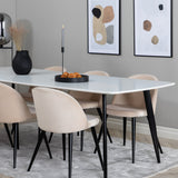 Polar Elips Matbord - Svart / Vit - 240*100*H75 +Velvet Jídelní židle - Béžová / Černá _6