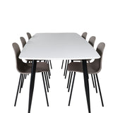 Polar Elips Matbord - Svart / Vit - 240*100*H75 + Jídelní židle Arctic - Černé nohy - Khaki Plast _6