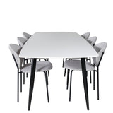 Polar Elips Matbord - Svart / Vit - 240*100*H75 + Jídelní židle Vault - Černé nohy - Šedá látka _6