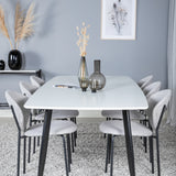 Polar Elips Matbord - Svart / Vit - 240*100*H75 + Jídelní židle Vault - Černé nohy - Šedá látka _6