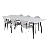 Polar Elips Matbord - Svart / Vit - 240*100*H75 + Jídelní židle Vault - Černé nohy - Šedá látka _6