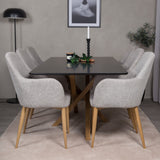 Piazza Matbord - Ek-look / svart - 180*90*75 +Comfort - Jídelní židle - Dub/Světle šedá _6