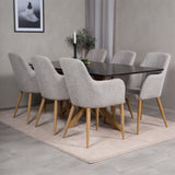 Piazza Matbord - Ek-look / svart - 180*90*75 +Comfort - Jídelní židle - Dub/Světle šedá _6