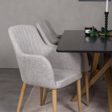 Piazza Matbord - Ek-look / svart - 180*90*75 +Comfort - Jídelní židle - Dub/Světle šedá _6