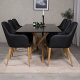 Piazza Matbord - Ek-look / svart - 180*90*75 +Comfort Karmstol - Ek-Look / Svart PU _6