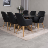 Piazza Matbord - Ek-look / svart - 180*90*75 +Comfort Karmstol - Ek-Look / Svart PU _6