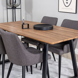 Jídelní stůl Inca - 160/200*85*H75 - Dub / Černá +Plaza - Jídelní židle - Černá/Tmavě šedá _4