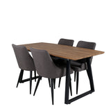 Jídelní stůl Inca - 160/200*85*H75 - Dub / Černá +Plaza - Jídelní židle - Černá/Tmavě šedá _4