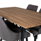 Jídelní stůl Inca - 160/200*85*H75 - Dub / Černá +Plaza - Jídelní židle - Černá/Tmavě šedá _4