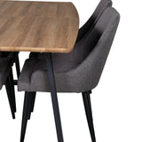 Jídelní stůl Inca - 160/200*85*H75 - Dub / Černá +Plaza - Jídelní židle - Černá/Tmavě šedá _4